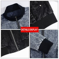 Blouson Bomber Homme Grande Taille Col Montant en Coton Lavé, Fermeture Éclair Intégrale, Poignets et Ourlet Contrastants en Côte, Vêtement d'Extérieur Décontracté, Logo Personnalisé