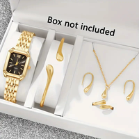 Ensemble de montres exclusif pour femmes - Accessoires de montre carrés à la mode pour filles, ensemble de 6 pièces NW0046