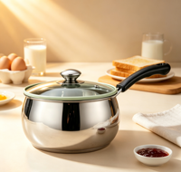 Ensemble de marmites à soupe en verre élégantes et modernes à poignée unique, avec design double anse motif perle de lait, compatibles gaz et induction