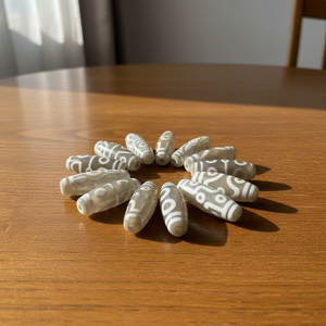 ลูกปัดดีซีลายเสือขาวหิมะ เกรด 38 มม. ลายไม่จำกัด ลายเก้าตา หลายลวดลาย ทำจากอาเกต สไตล์จีนโบราณ สำหรับเสริมฮวงจุ้ย - Product Image 2