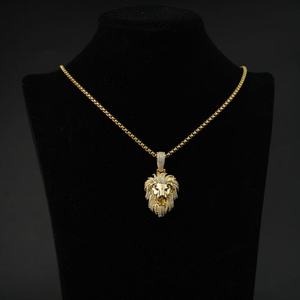 Collares con Colgante de Cabeza de León, Joyería de Animales Bonitos de Latón Estilo Hip Hop, Chapado en Oro, Personalizado de Fábrica - Product Image 5