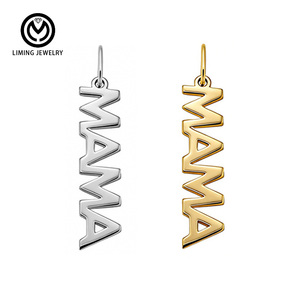 AP029 Joyería Fina de Moda DIY, Colgante de Plata de Ley 925 con Forma de Letra MAMA Brillante para Collar, Regalos para el Día de la Madre y San Valentín - Product Image 1
