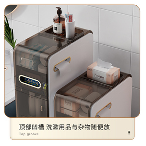 Gabinete de almacenamiento delgado para baño, organizador de espacio estrecho, cajón de almacenamiento Delgado vertical de 2 capas para el hogar moderno, 22cm de ancho - Product Image 4