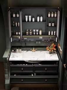 Meuble-lavabo de salle de bain moderne sur mesure, gain de place, avec lavabo et fonctions de maquillage - Product Image 4