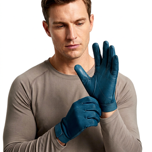 Gants de moto en cuir d'hiver au design haut de gamme, à doigts entiers, compatibles écran tactile, imperméables, respirants, auto-chauffants, unisexes pour le ski - Product Image 1