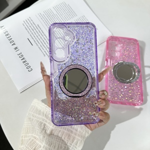 Funda de Teléfono Irrompible de TPU+PC con Soporte de Espejo Giratorio y Resina Epoxi Brillante, Nueva Tendencia 2026 para MOTO EDGE 70 <span class=keywords><strong>Fusion</strong></span> 5G - Product Image 1
