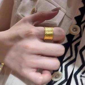 Nuevo Anillo Anual Dorado con Textura Cepillada Yao <span class=keywords><strong>Lin</strong></span> Su, Estilo Old Money, Simple y Elegante para el Dedo Índice - Product Image 5