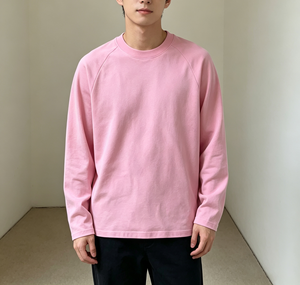 T-shirt en coton 100% de haute qualité, à manches longues, tricoté, surdimensionné, col rond, uni, décontracté, unisexe, logo personnalisé - Product Image 5