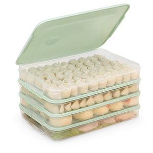 Boîte de rangement multicouche pour raviolis, conteneur alimentaire en plastique, plateau organisateur de congélateur et de réfrigérateur pour la conservation des aliments frais, blanc - Product Image 1