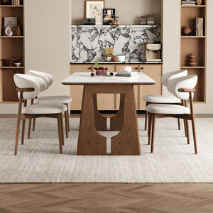 Set Tavolo da Pranzo e Sedie <span class=keywords><strong>in</strong></span> Stile Nordico Semplice, Rettangolare, <span class=keywords><strong>in</strong></span> <span class=keywords><strong>Legno</strong></span> Massello Ecologico Fatto a Mano con Piano <span class=keywords><strong>in</strong></span> Marmo, per Arredamento Casa - Product Image 4