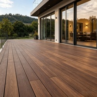 Nouveau design de terrasse en WPC solide, antidérapant, brossé, composite co-extrudé, imperméable, revêtement de sol extérieur