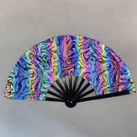 Éventails pliants en bambou haut de gamme, réfléchissants holographiques, pour festivals de musique et soirées, vente en gros