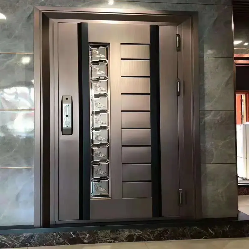 हथियार धातु सुरक्षा दरवाजे बाहरी बुलेट प्रूफ वाणिज्यिक स्टील प्रवेश द्वार स्मार्ट लॉक के साथ