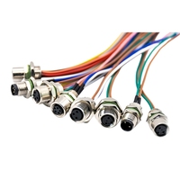 Conector M12 Macho/Hembra de 3/4/5/8/12 Pines, Conector de Aviación Codificado A, Receptáculo de Montaje en Panel, Arnés de Cables Eléctricos