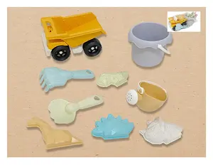 2023 새로운 밀 밀짚 바이오 플라스틱 어린이 해변 여름 야외 Playkids 모래 게임 덤프 트럭 장난감 세트
