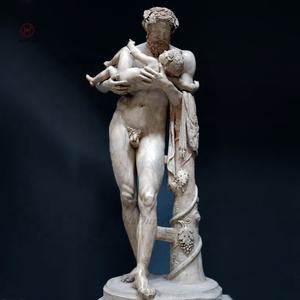Cupidon et Psyché pierre naturelle sculptée à la main Silène avec l'enfant Dionysos Garden Statues grecques anciennes - Product Image 1