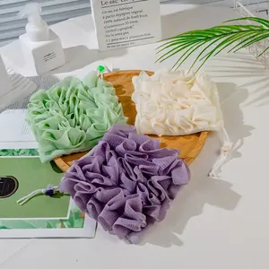 2-in-1 Soft Plastic Bathing Tool Exfoliating Loofah Towel with Drawstring Closure Soap Holder for Skin Care for Shower Sponge - Product Image 3