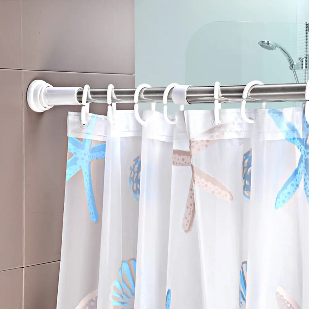 201 Stainless Steel shower curtain rod pole Adjustable Tension Rods Holder Heavy Duty 23-44 inches