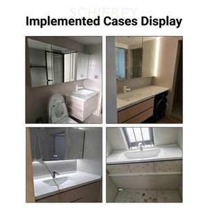 Meuble-lavabo <span class=keywords><strong>de</strong></span> <span class=keywords><strong>salle</strong></span> <span class=keywords><strong>de</strong></span> <span class=keywords><strong>bain</strong></span> moderne personnalisé ZYTH avec lavabo et miroir LED mural pour appartement et villa - Product Image 3