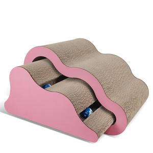 Custom 2 In 1 Roze Wave <span class=keywords><strong>Cloud</strong></span> Gegolfd Kat Scratcher Board Huisdier Interactieve Speelgoed Krabbed Sofa Voor Katten En Kittens Binnenshuis - Product Image 1