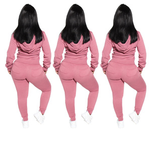 Conjunto de 2 Piezas de Chaqueta con Capucha para Mujer, Ropa de Otoño Invierno, Top y Pantalones Deportivos, Traje Deportivo de <span class=keywords><strong>Dos</strong></span> Piezas, Conjunto Combinado para Vacaciones - Product Image 2