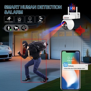 Alarma de doble luz roja y azul para <span class=keywords><strong>SriHome</strong></span> IP66, cámara de red impermeable para exteriores, alarma PTZ PIR de baja potencia, tarjeta SD de visión nocturna - Product Image 3