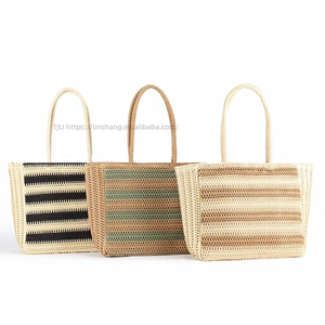 Nouveau sac de plage grande capacité tissé avec fermeture éclair, tendance, décontracté, polyvalent, simple, pour femme, à deux anses, Tanjing - Product Image 1
