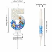 Meilleures ventes : Ensemble de bougies d'anniversaire sur le thème de l'océan, chiffres, coquillages, étoiles de mer, paillettes, bougies coniques pour une célébration d'anniversaire mémorable