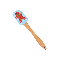 Spatule en silicone de Noël avec manche en bois, outil de cuisson résistant à la chaleur pour mélanger la crème et la pâte à gâteau