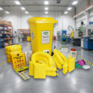 Industrial 120L Eco-Friendly Chemical Spill Kit Wheelie Bin 100% Polypropylene Absorbent Material for Emergency Spill Response - Product Image 3