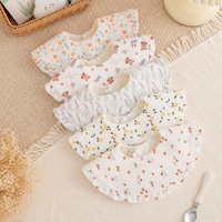Bavoirs pour tout-petits en coton pur, portables, doux, absorbants, à col rond, imperméables et respirants, pour la dentition et l'alimentation - Vente en gros