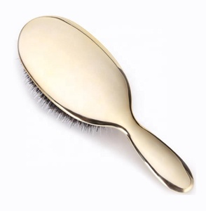 Brosse à cheveux ovale en poils de sanglier de couleur or et argent, peigne à cheveux antistatique, peigne de Massage de coiffure - Product Image 5