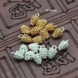 Pine Cone Charm 8x12mm Gold Silver Plated <b>Copper</b> Jewelry Findings For <b>Bracelet</b> Making - Product Image 1
