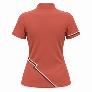 Camiseta Deportiva de Manga Corta con Cierre de Cremallera para Mujer, Cuello Alto Simulado, Secado Rápido, Transpirable, para Golf, Pádel y Entrenamiento - Product Image 4