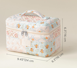 Cotton Quilted Makeup <b>Bag</b> for Women Girls Large Small Travel Floral Cosmetic <b>Bags</b> - Product Image 2