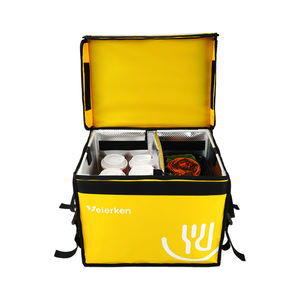 Sac isotherme portable pour pique-nique en plein air, sac de livraison de repas jaune isolé avec plusieurs compartiments - Product Image 5