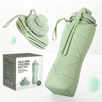 Bouteille d'eau pliable en silicone de qualité supérieure, grande capacité, anti-fuite, pliable, directement de l'usine