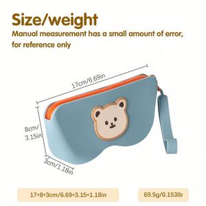 Lady Fashion Bear Eco-Friendly High Quality Water Resistant Silicone <b>Glasses</b> <b>Case</b> With Zipper Closure and Soft Handle - Product Image 5