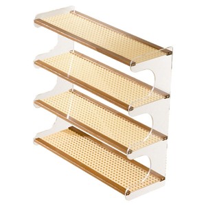 Estante de almacenamiento para tazas, organizador de escritorio de 3 niveles para cocina y baño con marco acrílico y estante de malla - Product Image 5