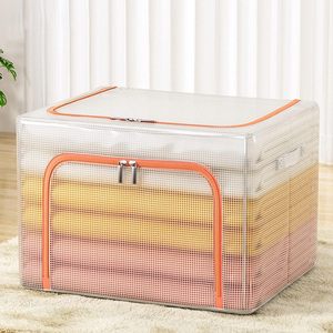 Boîtes de rangement pliables en plastique transparent, grandes, claires, imperméables en PVC avec couvercles pour vêtements - Product Image 2