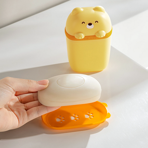 Cartoon Bear Waterproof Portable Soap Dish <b>Box</b> Plastic Sealed <b>Storage</b> for Home Travel <b>Camping</b> - Product Image 2