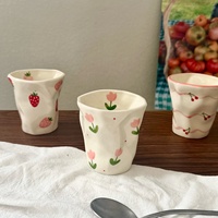 Mug en céramique unique fait main, irrégulier, peint à la main, sans anse, pour couple, cadeau, tasse à thé ou café, mignon