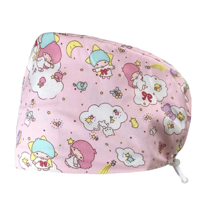 Bonnet bouffant jetable coloré avec ouverture pour queue de cheval, couvre-cheveux longs, imprimé dessin animé, avec boutons - Product Image 1