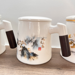 Venta al por mayor lindo creativo hecho a mano personalizado diseño tazas de porcelana cerámica café leche té taza con infusor y tapa - Product Image 3