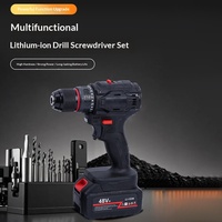 Perceuse électrique multifonction sans balais pour usage domestique, noire, double vitesse, avec batterie au lithium rechargeable, portative