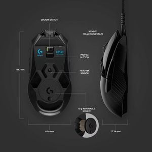 <span class=keywords><strong>Logitech</strong></span> เมาส์เล่นเกมไร้สายอัปเกรดการติดตามออปติคอล16000DPI สำหรับ Hero25K <span class=keywords><strong>G903</strong></span> - Product Image 6
