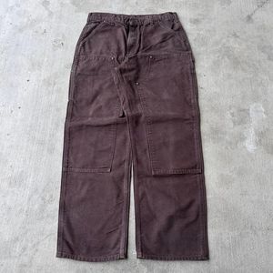 מכנסי קנבס כבדים לגברים, גזרה רחבה וישרה, מכנסי קרגו, מכנסי ג'ינס, שטיפה באבן, מכנסי קנבס לגברים - Product Image 6