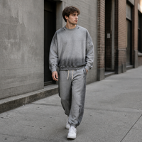 Ensemble de survêtement Wasteland personnalisé avec logo, 2 pièces, 400 g/m², en molleton français, effet vieilli, teint par pulvérisation, coupe oversize, épaules tombantes, style grunge, unisexe