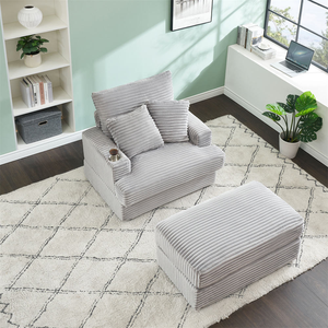 <span class=keywords><strong>Fauteuil</strong></span> convertible pliable avec fonction couchage, ottoman rembourré à ressorts, confortable, canapé simple, chaise longue, porte-gobelet - Product Image 2