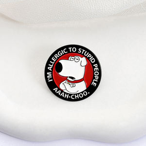 Broches de Esmalte con Diseño de Perro de Película de Animación de Comedia, Perro <span class=keywords><strong>Arrogante</strong></span>, Soy Alergico a las Personas Estúpidas, Insignia para Solapa, Joyería, Regalo para Amigos - Product Image 3